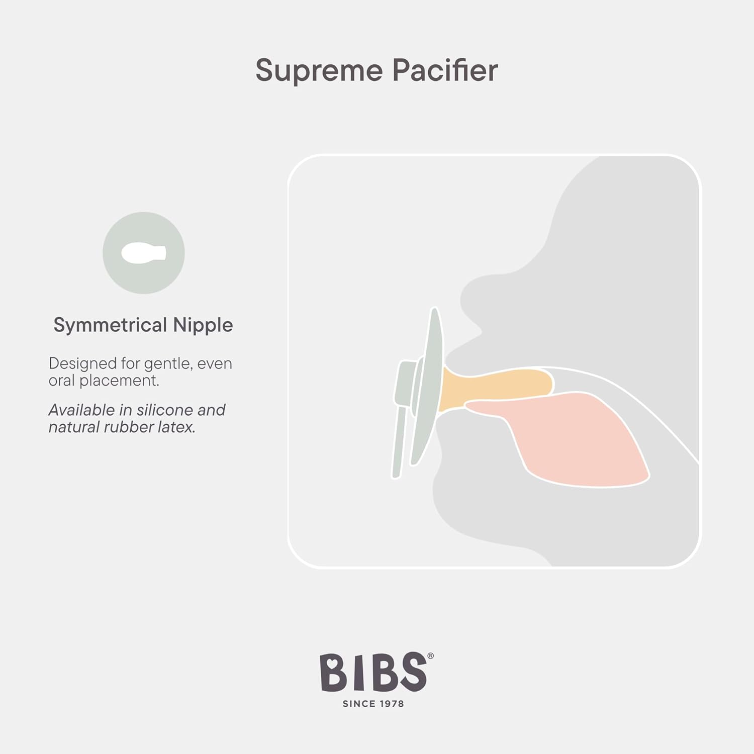 BIBS Supreme Schnuller 2er-Pack, BPA-frei, Symmetrischer Nippel. Silikon, Hergestellt in Dänemark. 6-18 Monate (2er Pack), Cloud/Black