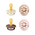 BIBS Boheme Schnuller 4er-Pack. BPA-frei. Kirschform Nippel. Naturkautschuk/Latex. Hergestellt in Dänemark. Größe 2 (6-18 Monate). Blush Mix