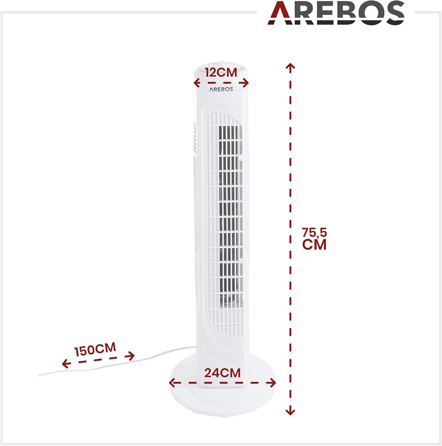 AREBOS Turmventilator | 50 Watt