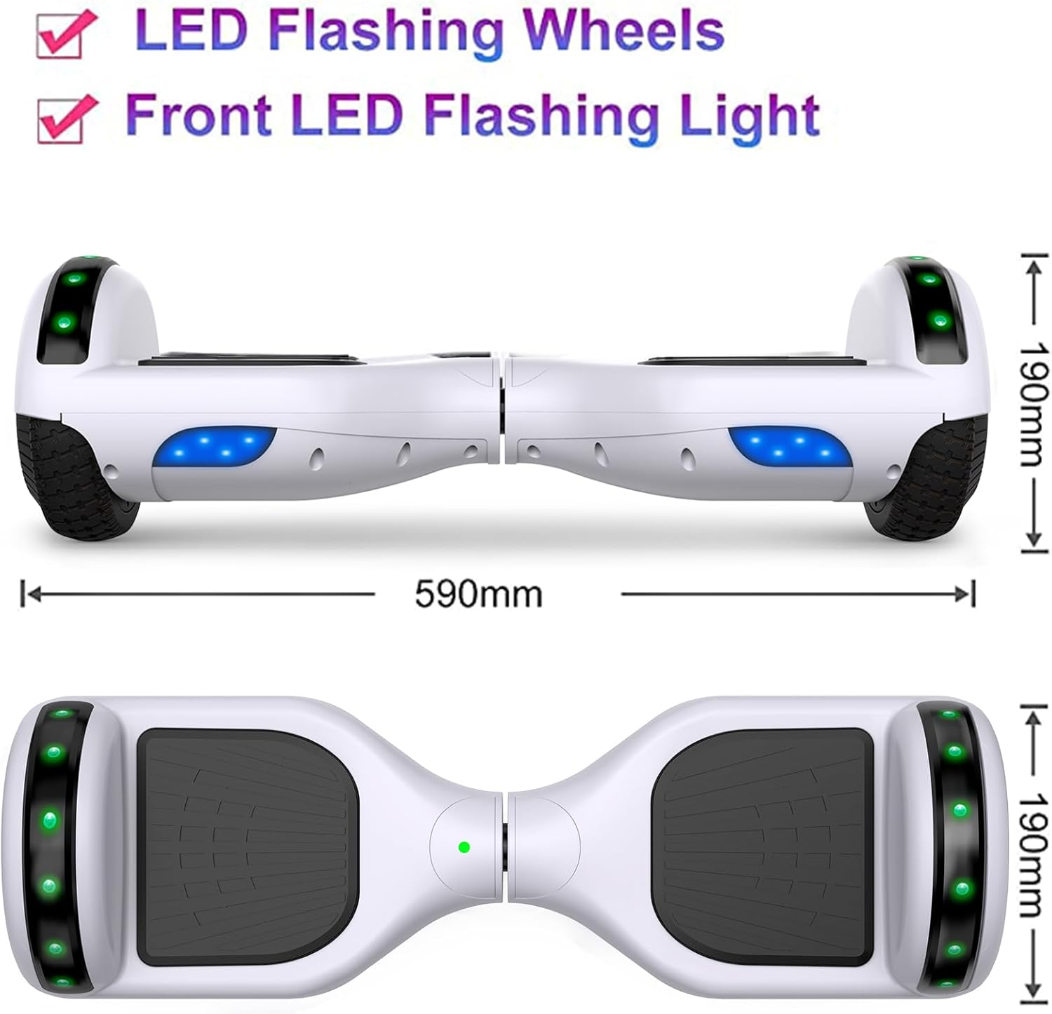 Hoverboard für Kinder mit Bluetooth-Lautsprecher &amp; LED-Beleuchtung