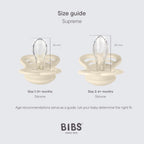 BIBS Supreme Schnuller 2er-Pack, BPA-frei, Symmetrischer Nippel. Silikon, Hergestellt in Dänemark. 6-18 Monate (2er Pack), Cloud/Black