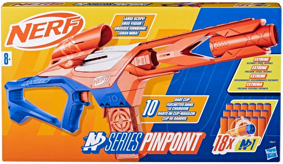 Nerf N Series Pinpoint Blaster, mit 10er Clip-Magazin und 18 Nerf Darts, nur mit Nerf N1 Darts kompatibel, für Jungen, Mädchen und erfahrene Spieler