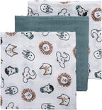 Meyco 452019 Mull/Musselin Windel 3er Set, 70x70cm ANIMAL-UNI Stone Green-Weiss
