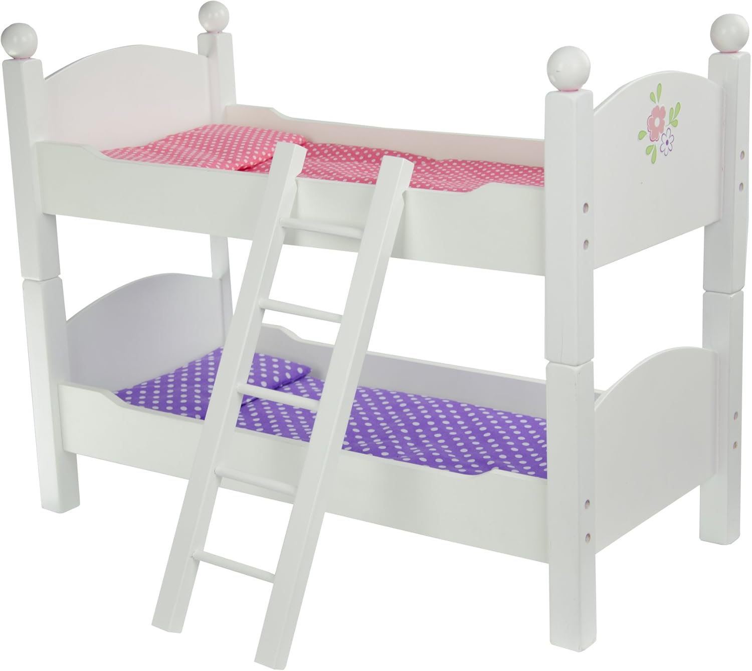 Olivia's Little World 45,7 cm Puppen-Etagenbett aus Holz, umwandelbar oder ungestapelt als zwei Einzelbetten, Grau und Rosa und Lila