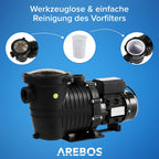 Schwimmbadpumpe 800W | Filterpumpe mit Vorfilter & 15.000 l/h | Poolpumpe für Sandfilteranlage