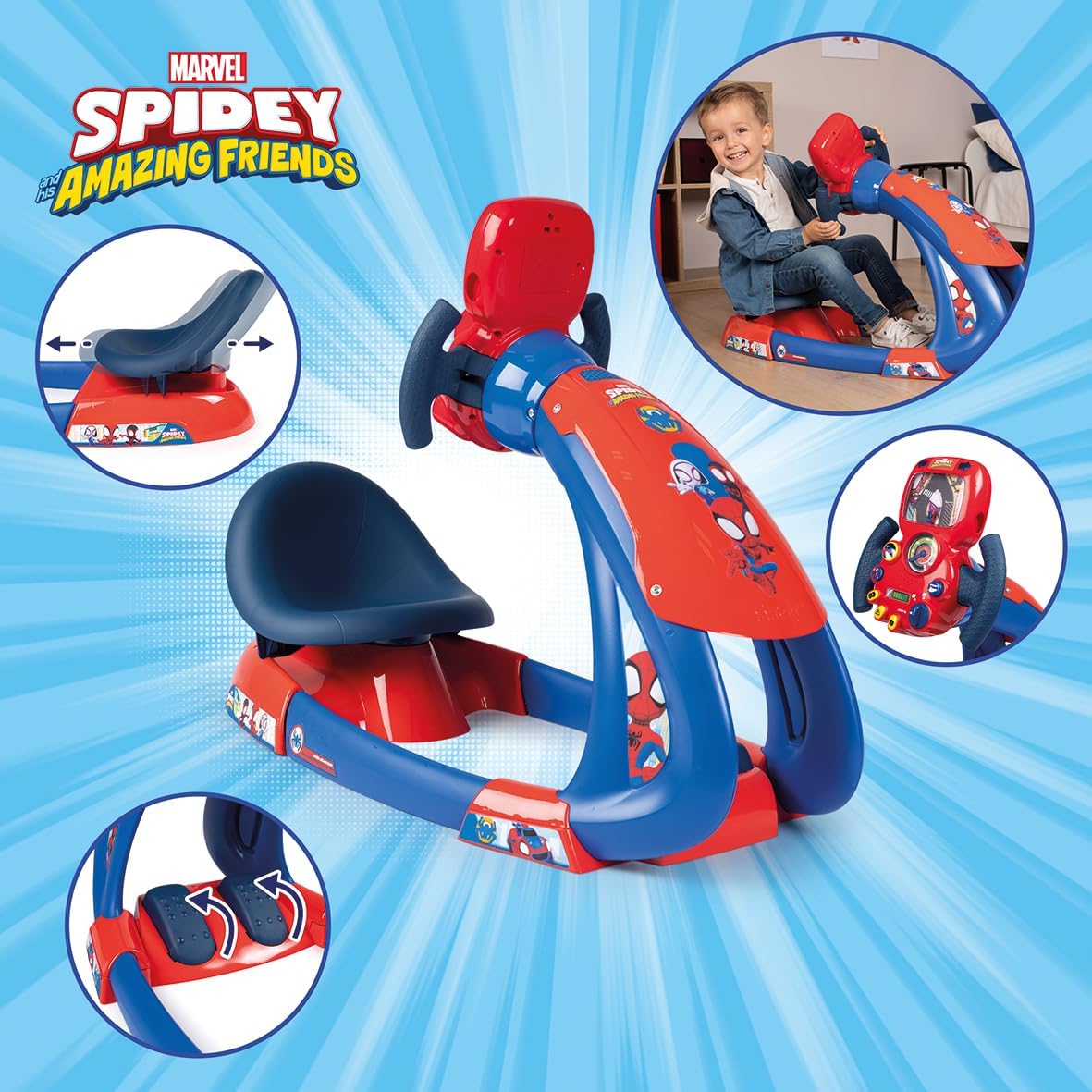 Smoby Spidey V8 Driver – Fahrsimulator für Kinder
