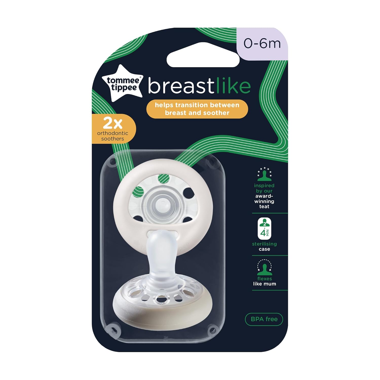 Tommee Tippee Natürlich Geformter Schnuller, Hautähnliche Textur, Symmetrische Kiefergerechte Form Inklusive Sterilisator-Box, 0-6 M, 1-er Set