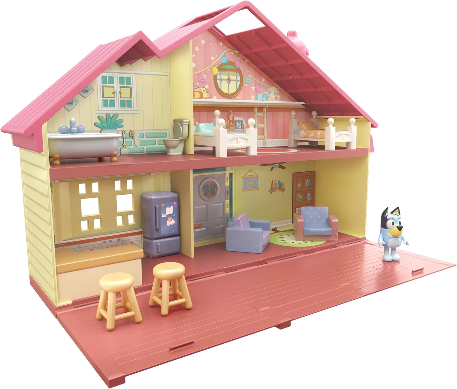 Bluey Familienhaus-Spielset mit 6,3 cm beweglicher Figur, mehrfarbig (13024)