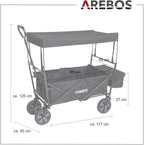 Bollerwagen mit Dach ECO - Schwarz - Neu
