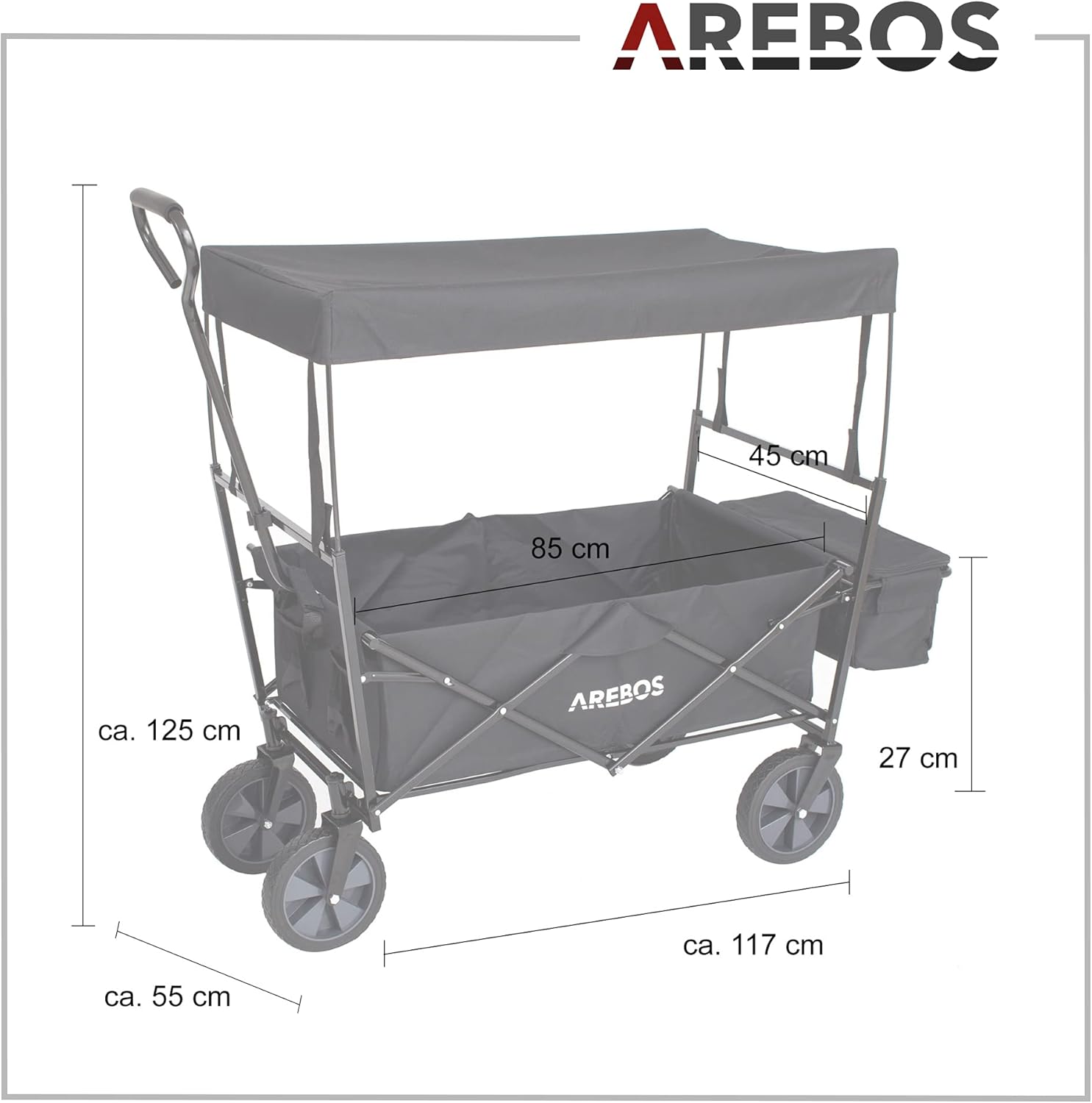 Bollerwagen mit Dach ECO - Schwarz - Neu