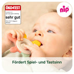 nip – Beißring | Nachhaltiger Beißring für Babys ab 3 Monaten aus über 65% natürlichen Rohstoffen. Zur sanften Massage von Zahnfleisch, Zunge und Zähnchen |