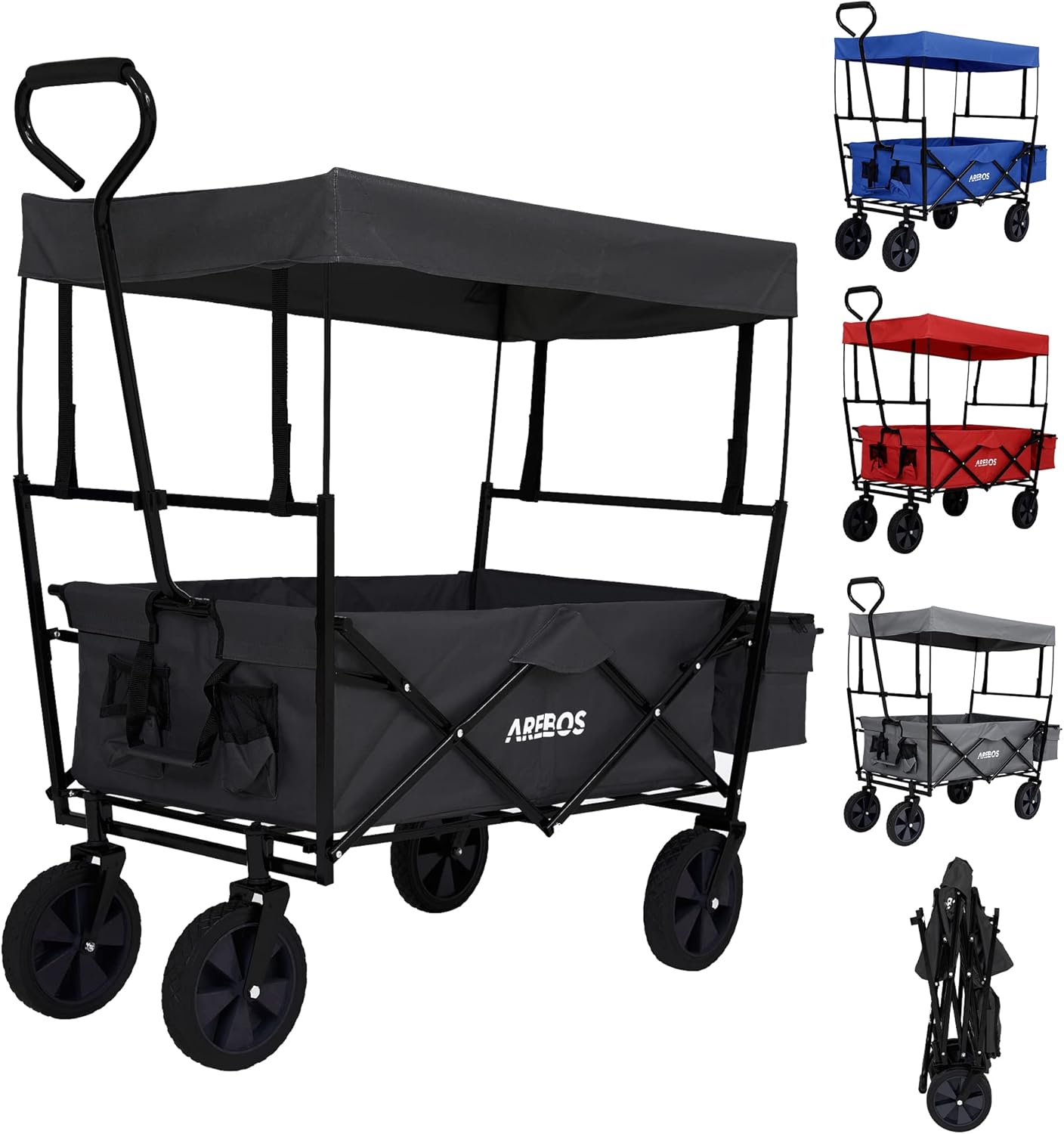 Bollerwagen mit Dach ECO - Schwarz - Neu