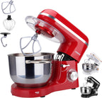 Arebos Küchenmaschine 1500W mit 6L Edelstahl-Rührschüssel | Rot |
