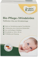 GRÜNSPECHT Bio-Pflege-/Windelvlies, Einlage für Stoffwindeln, 100% biologisch abbaubar, weich, reißfest & saugstark, Spendersystem für Wickeltisch, 70 Blätter (699-00)