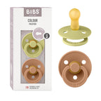 BIBS Colour Schnuller 2er-Pack, BPA-frei, Kirschform Nippel. Naturkautschuk/Latex, Größe 2 (6-18 Monate), Meadow/Earth