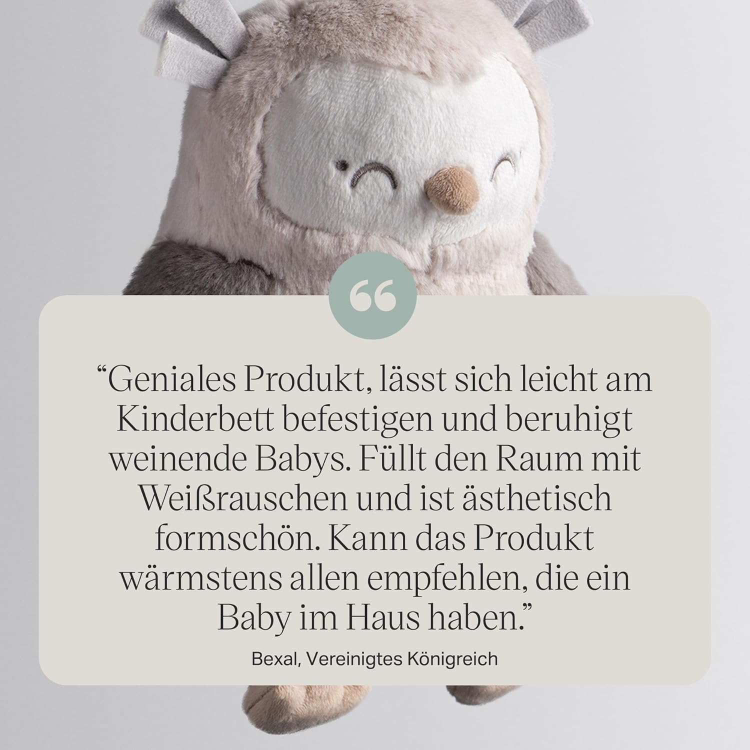 Tommee Tippee Deluxe Ton- und Licht-Einschlafhilfe für Babys und Kleinkinder mit CrySensor, OllieEule, 6 beruhigende Klänge und Nachtlicht, USB-aufladbar und maschinenwaschbar