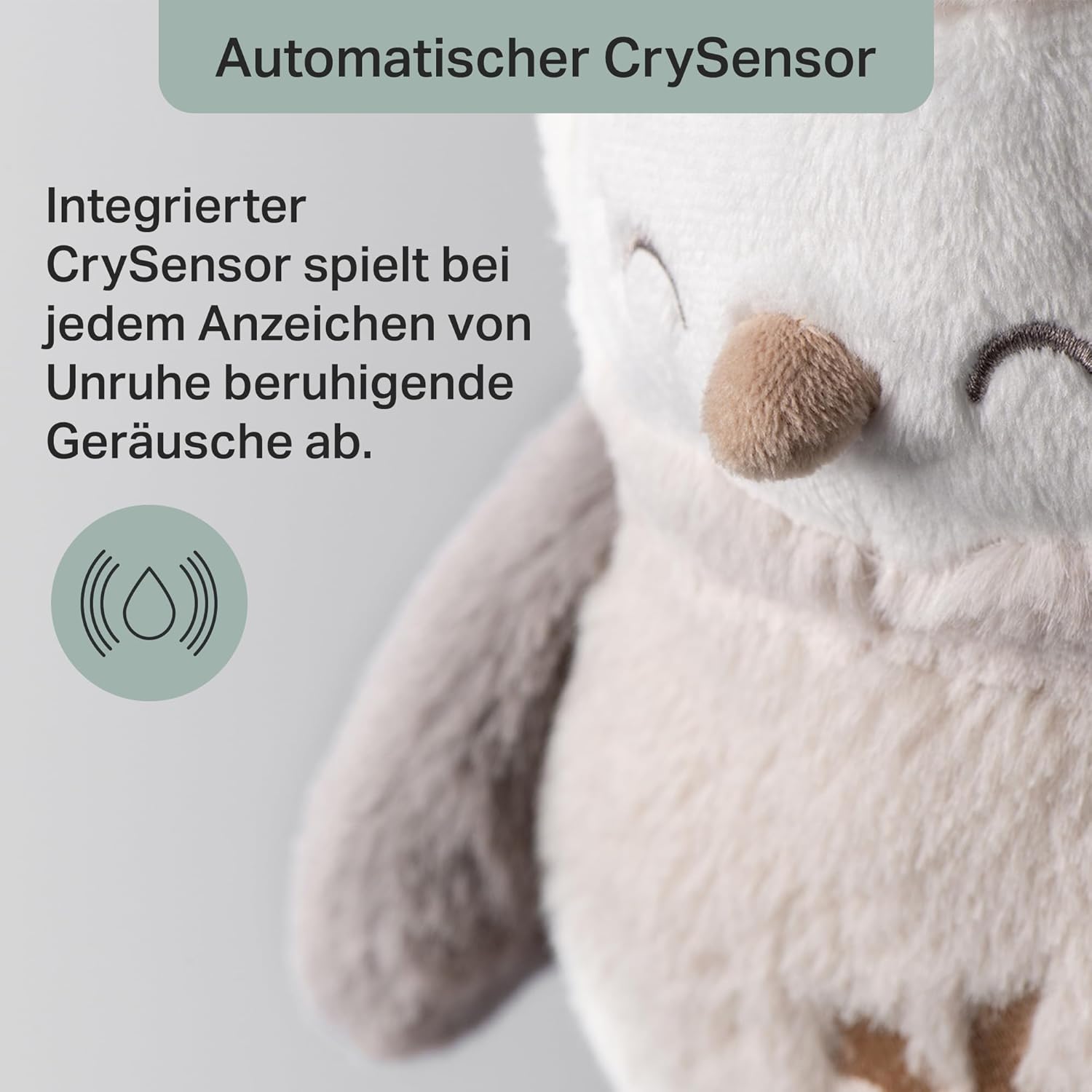 Tommee Tippee Deluxe Ton- und Licht-Einschlafhilfe für Babys und Kleinkinder mit CrySensor, OllieEule, 6 beruhigende Klänge und Nachtlicht, USB-aufladbar und maschinenwaschbar