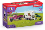 Schleich Horse Club | Pick-up mit Pferdeanhänger 42346 | Set inkl. Fahrzeug, Anhänger, Pferd, 2 menschliche Figuren & Zubehör | Pferdespielzeug & Geschenk für Kinder | 38-teiliges Spielset