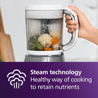 Philips Avent Premium 4-in-1 Dampfgarer, Babynahrungsbereiter, Dampfgarer, Mixen, Auftauen, Aufwärmen, spülmaschinenfest, Modell SCF883/02