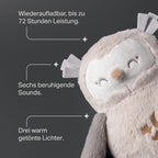 Tommee Tippee Deluxe Ton- und Licht-Einschlafhilfe für Babys und Kleinkinder mit CrySensor, OllieEule, 6 beruhigende Klänge und Nachtlicht, USB-aufladbar und maschinenwaschbar
