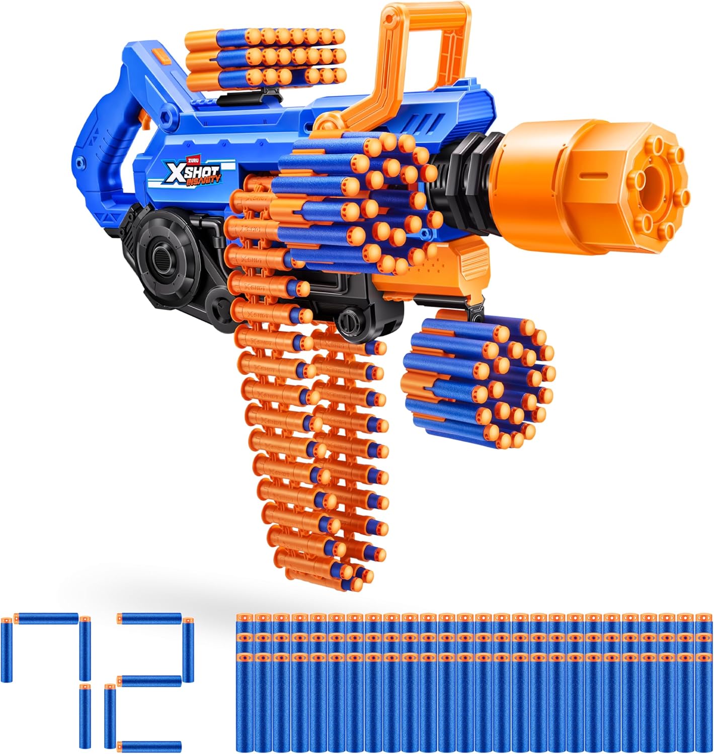 XSHOT Insanity Smoking Barrel Blaster von ZURU mit 72 Air Pocket-Technologie Schaumstoffdarts, Outdoor-Spielzeugblaster mit 27m Reichweite und Zubehör für Jungen, Kinder und Erwachsene ab 8 Jahren
