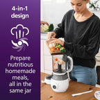 Philips Avent Premium 4-in-1 Dampfgarer, Babynahrungsbereiter, Dampfgarer, Mixen, Auftauen, Aufwärmen, spülmaschinenfest, Modell SCF883/02