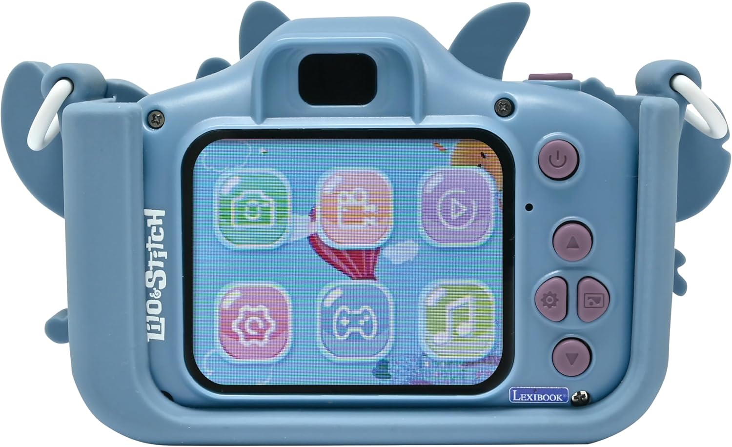 Lexibook, Disney Stitch, 4-in-1 Kamera für Kinder mit Schutz, Foto-, Video-, MP3- und Spielfunktionen, 15 Rahmen zur Personalisierung Ihrer Fotos, 8 GB Speicherkarte enthalten, DJ078D