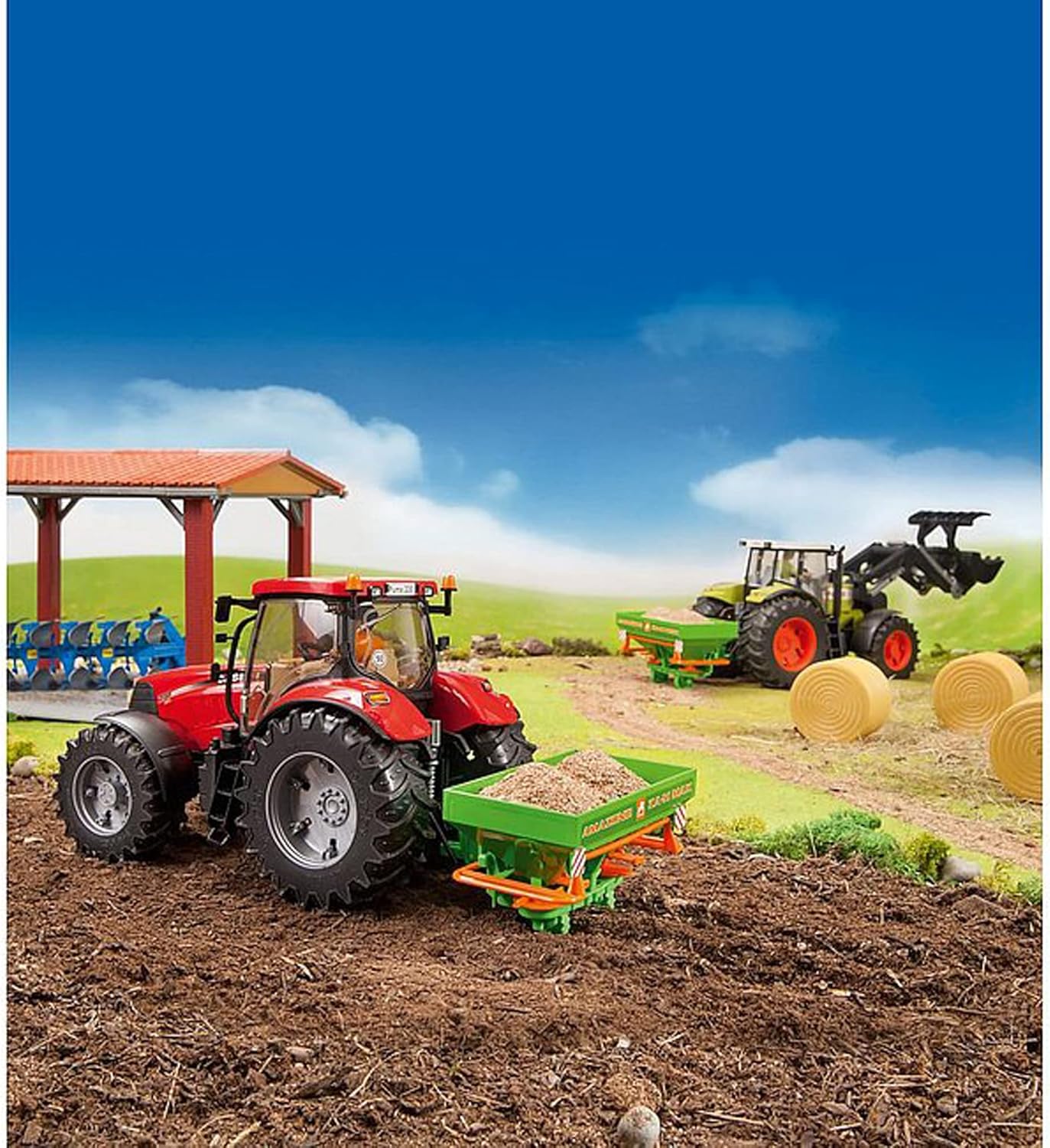 bruder 02327 - Zubehör Amazone Düngerstreuer - 1:16 Traktor Anhänger Streugerät Bauernhof Landwirtschaft