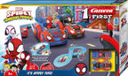 Carrera - 20063049 - Carrera First I Spidey Web Spinners Spielbahn-Set I Spielbahn und lizensierte Slotcars | bis zu 2 Spieler | Für Kinder ab 3 Jahren & Erwachsene