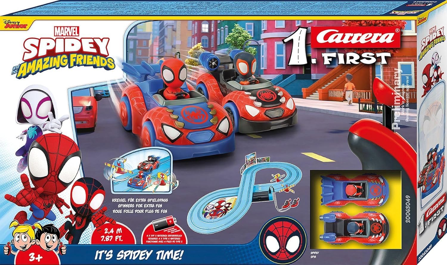 Carrera - 20063049 - Carrera First I Spidey Web Spinners Spielbahn-Set I Spielbahn und lizensierte Slotcars | bis zu 2 Spieler | Für Kinder ab 3 Jahren & Erwachsene