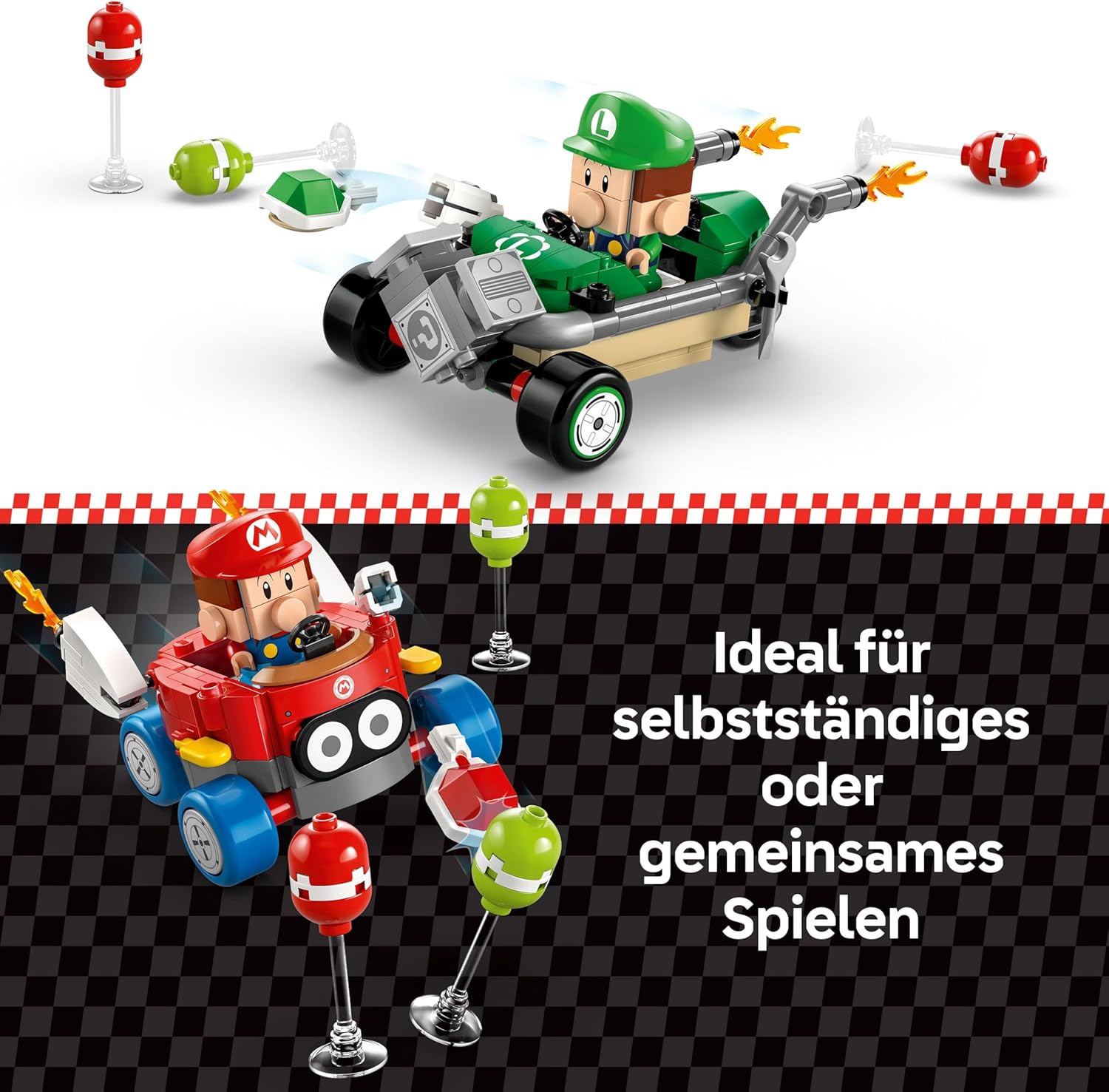 LEGO Mario Kart – Baby Mario vs. Baby Luigi, Nintendo Figuren zum Sammeln, 2 baubare Spielzeugflitzer, Geschenk für Jungen, Mädchen und Gamer ab 8 Jahren, Abenteuer Spielzeug 72034