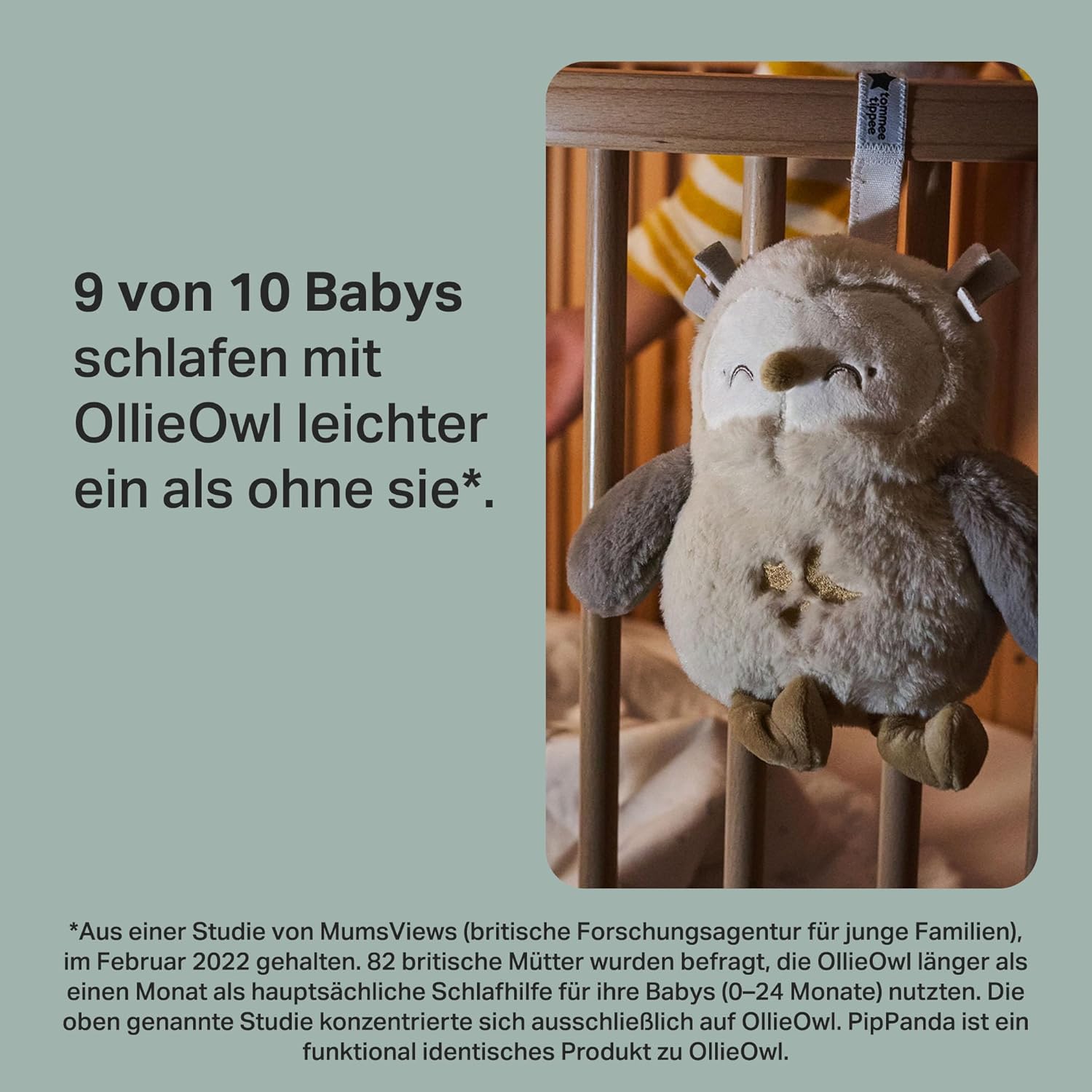 Tommee Tippee Deluxe Ton- und Licht-Einschlafhilfe für Babys und Kleinkinder mit CrySensor, OllieEule, 6 beruhigende Klänge und Nachtlicht, USB-aufladbar und maschinenwaschbar
