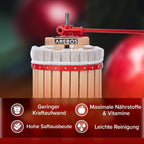 Arebos Obstpresse 12L | Manuelle Saftpresse I Beerenpresse inkl. Presstuch, Druckplatte und Metallspindel I Für jegliche Arten von Saft & Gemüse