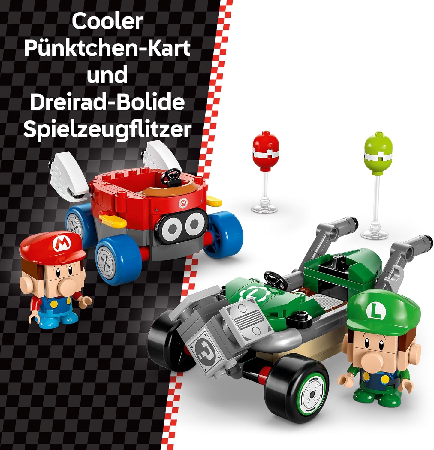 LEGO Mario Kart – Baby Mario vs. Baby Luigi, Nintendo Figuren zum Sammeln, 2 baubare Spielzeugflitzer, Geschenk für Jungen, Mädchen und Gamer ab 8 Jahren, Abenteuer Spielzeug 72034