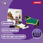 Schleich Horse Club | Pick-up mit Pferdeanhänger 42346 | Set inkl. Fahrzeug, Anhänger, Pferd, 2 menschliche Figuren & Zubehör | Pferdespielzeug & Geschenk für Kinder | 38-teiliges Spielset