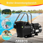 Schwimmbadpumpe 800W | Filterpumpe mit Vorfilter & 15.000 l/h | Poolpumpe für Sandfilteranlage