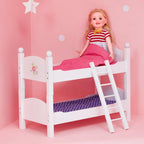 Olivia's Little World 45,7 cm Puppen-Etagenbett aus Holz, umwandelbar oder ungestapelt als zwei Einzelbetten, Grau und Rosa und Lila