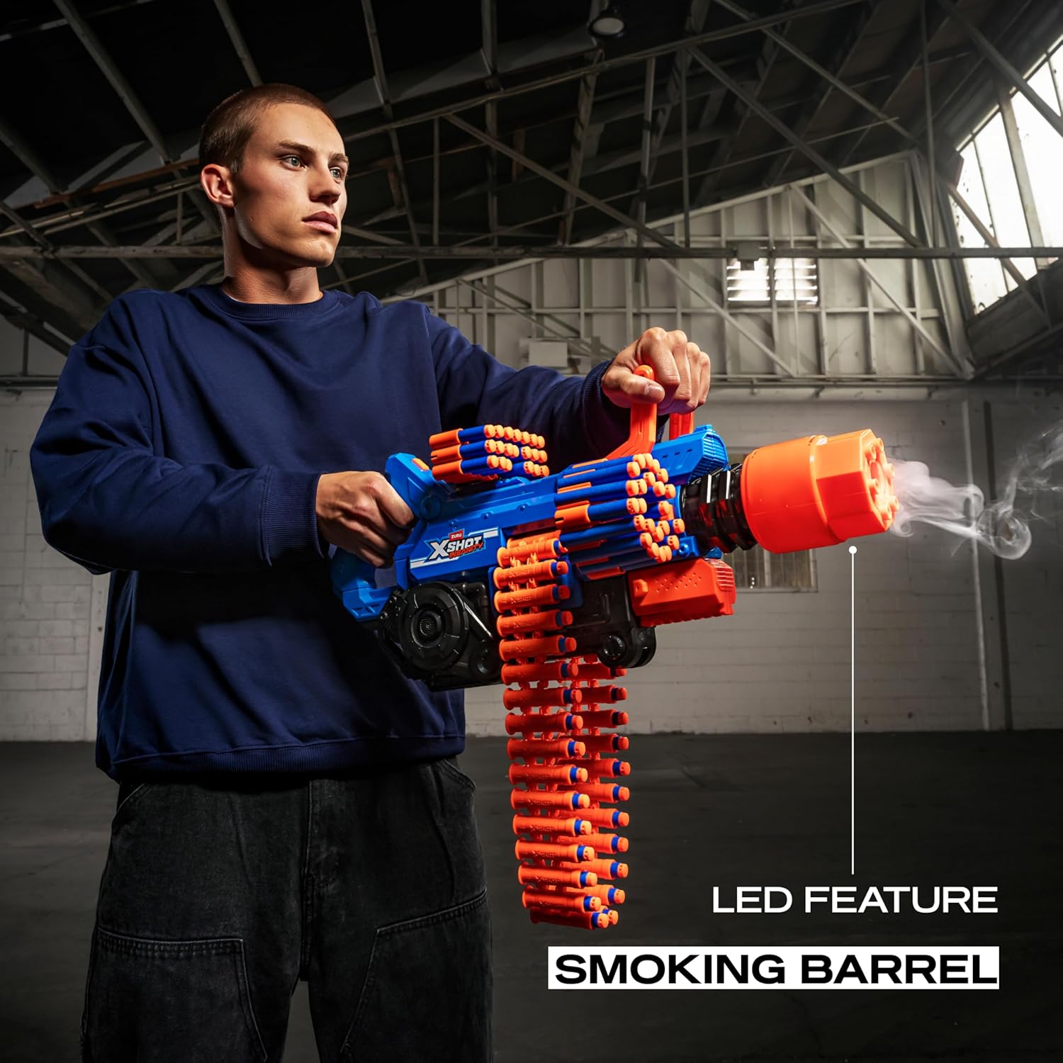 XSHOT Insanity Smoking Barrel Blaster von ZURU mit 72 Air Pocket-Technologie Schaumstoffdarts, Outdoor-Spielzeugblaster mit 27m Reichweite und Zubehör für Jungen, Kinder und Erwachsene ab 8 Jahren