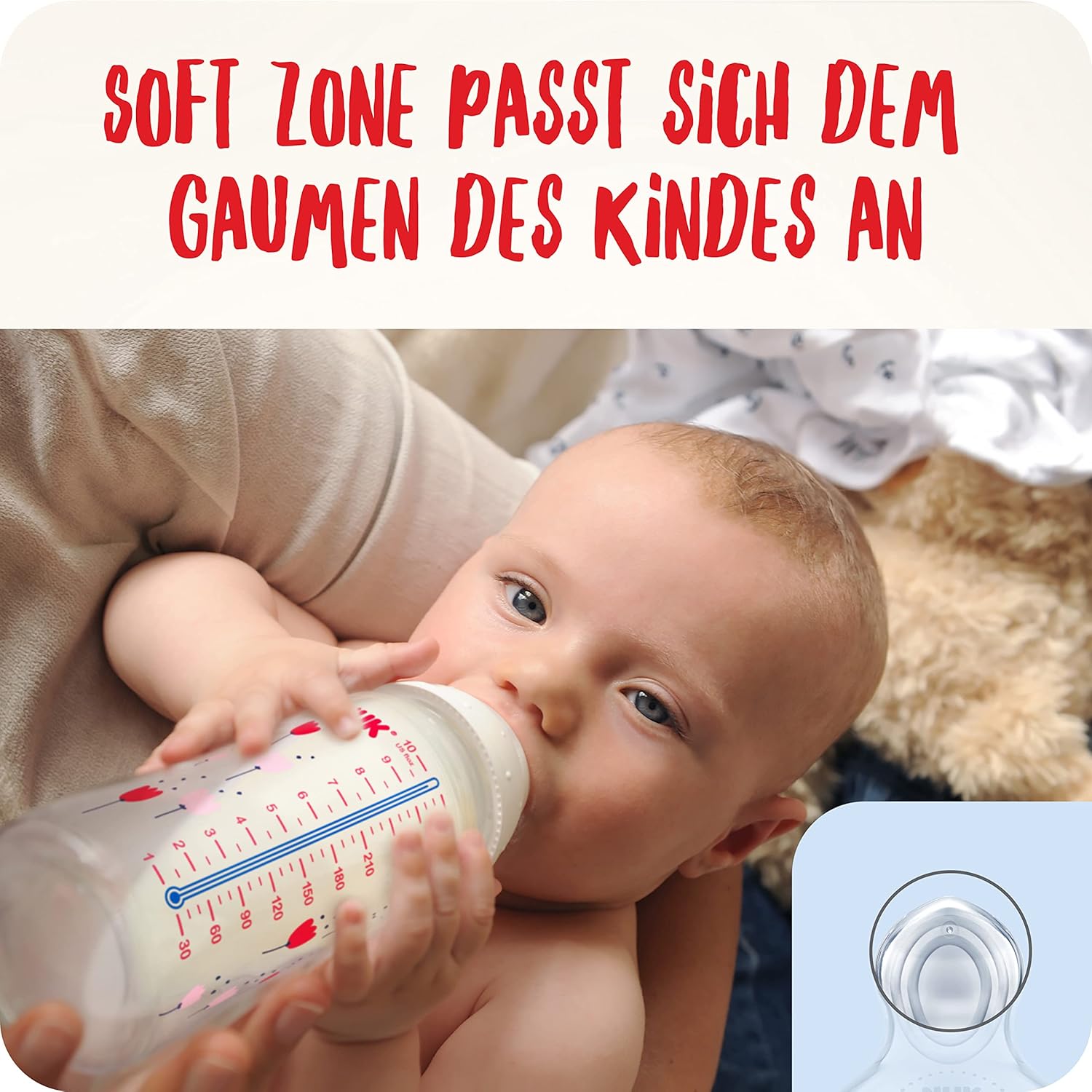 NUK First Choice+ Anti-Colic-Trinksauger Silikon | kiefergerechte NUK Form | Größe 1 (0-6 Monate) M für Milch | 2 Stück