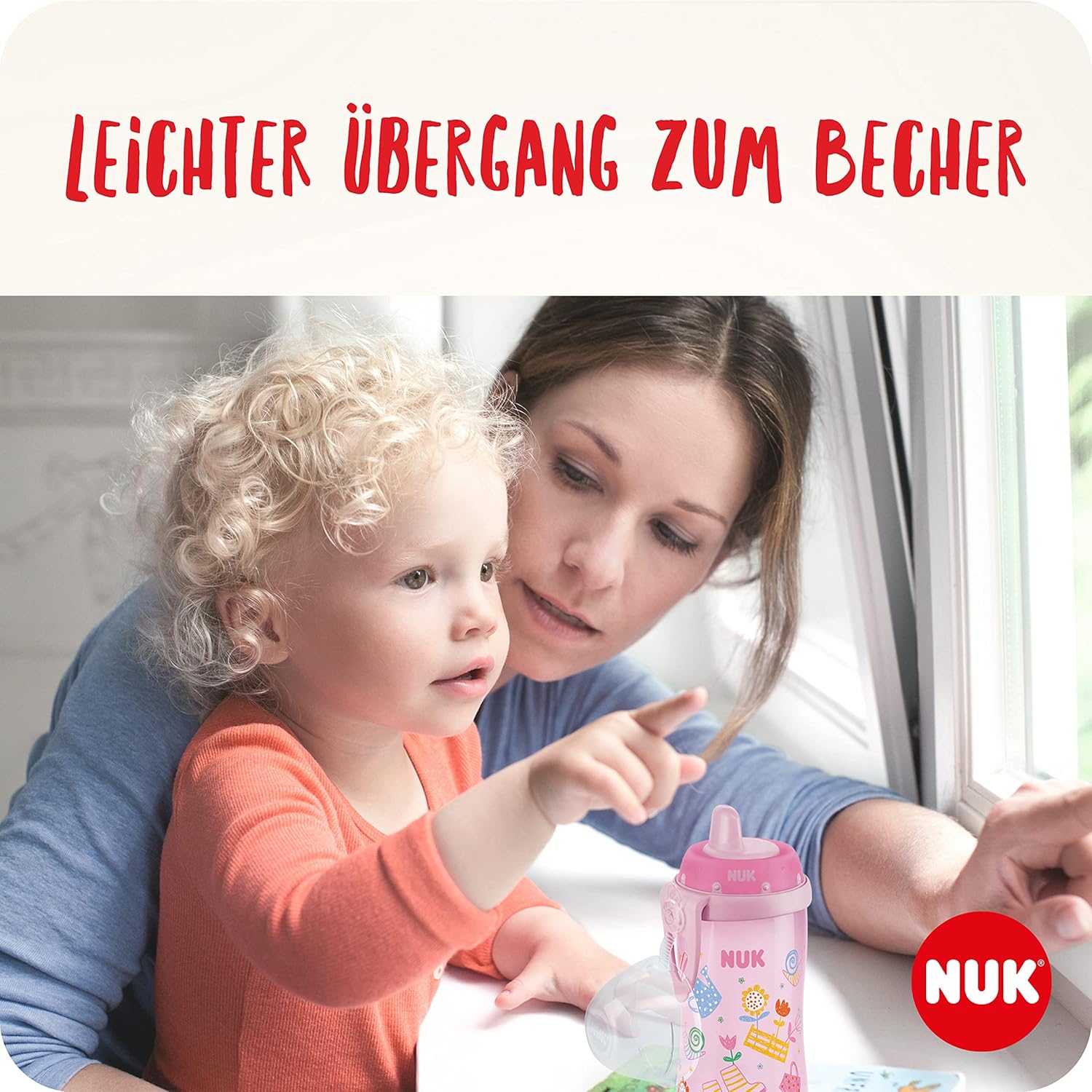 NUK First Choice Kiddy Cup Kunststoff Trinklernbecher | 12+ Monate | auslaufsichere | beißresistenter Trinkschnabel | Clip & Schutzkappe | 300 ml | BPA-frei | Grün