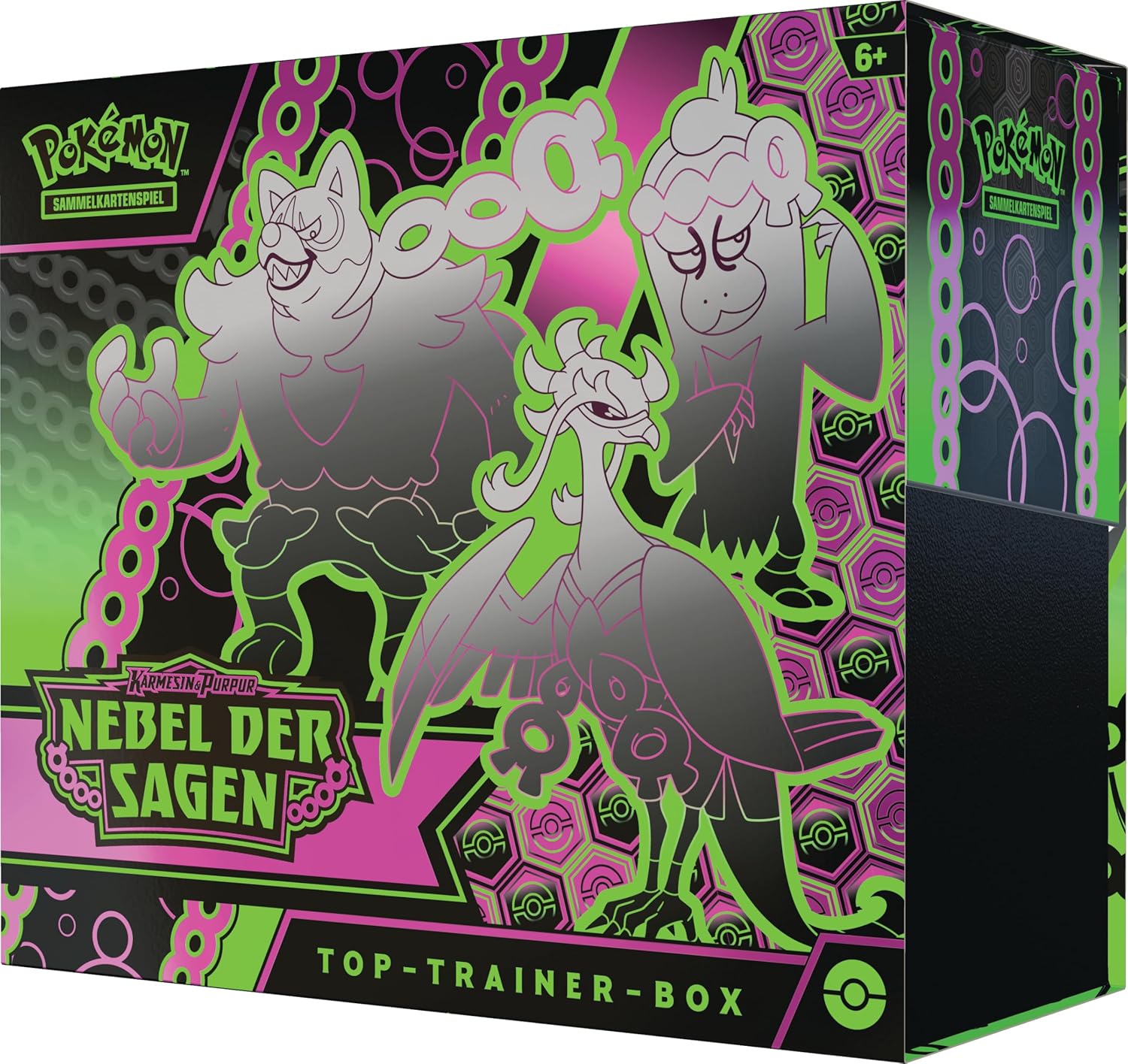 Pokémon-Sammelkartenspiel: Top-Trainer-Box Karmesin & Purpur – Nebel der Sagen – Retourenware