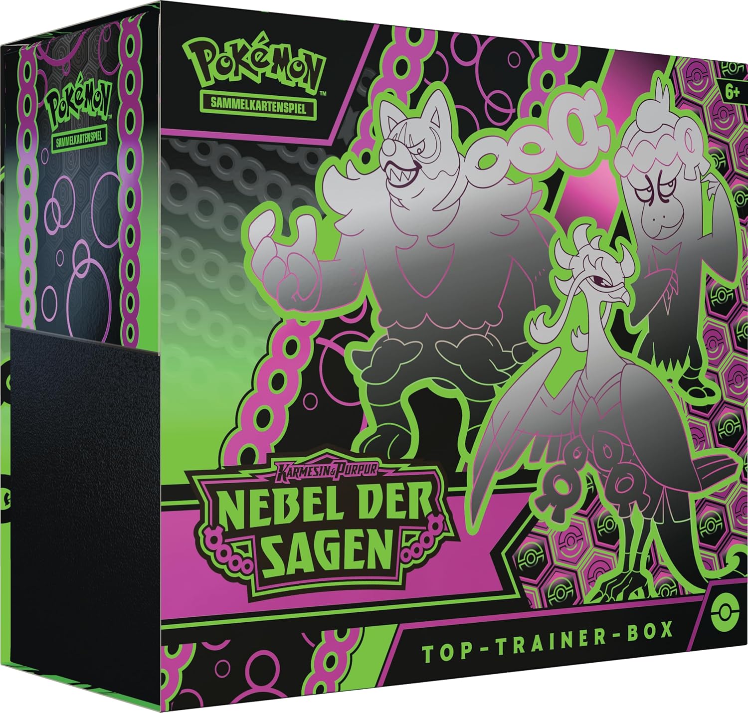 Pokémon-Sammelkartenspiel: Top-Trainer-Box Karmesin & Purpur – Nebel der Sagen – Retourenware
