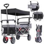 Bollerwagen mit Dach Premium Schwarz