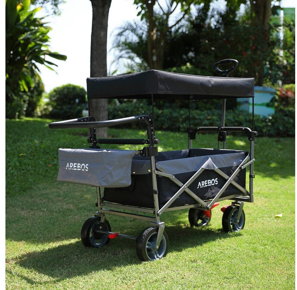 Bollerwagen mit Dach Premium Schwarz